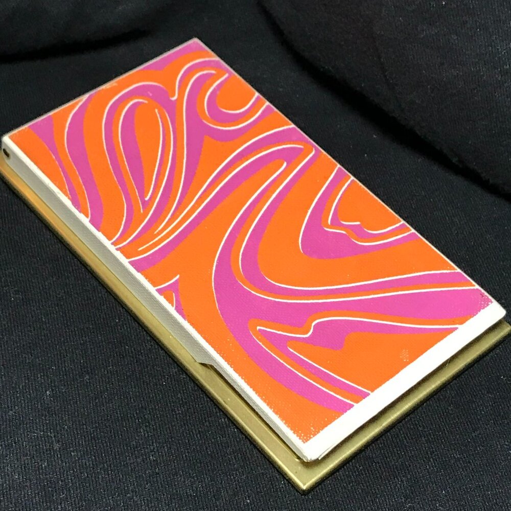 Park Sherman Vintage - Desk Memo Note Pad Holder - Flip Top - 70's Swirl Art